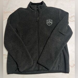 RALPH LAUREN ACTIVE WOMENS DARK GRAY FLEECE FULL ZIP JACKET WITH RLL CREST LARGE